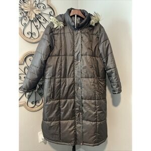 Vintage‎ Weather Stopper By Totes Puffer Jacket Womens 1X Faux Fur Hood Brown